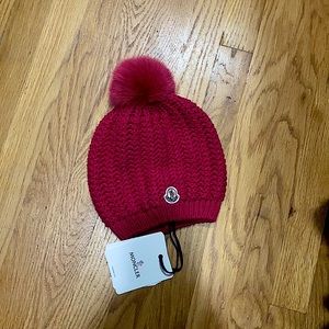 Moncler bright pink kids hat